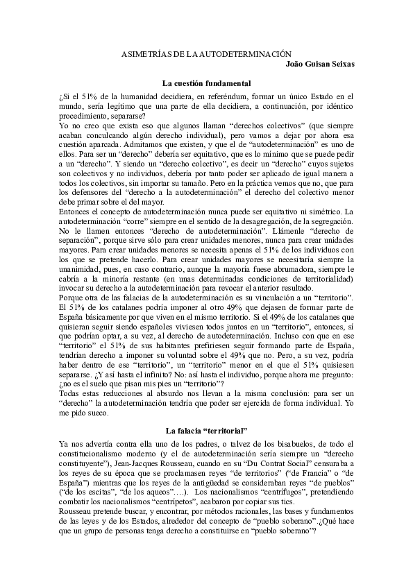 ASIMETRÍAS DE LA AUTODETERMINACIÓN
Versión Reducida