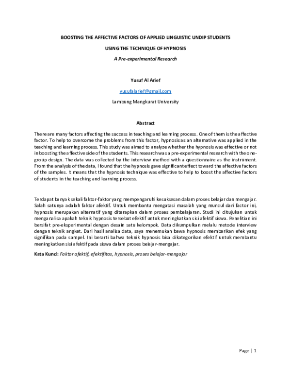 (PDF) BOOSTING THE AFFECTIVE FACTORS OF APPLIED LINGUISTIC UNDIP ...