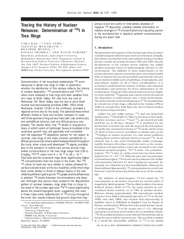 (PDF) Tracing the History of Nuclear Releases: Determination of 129 I ...