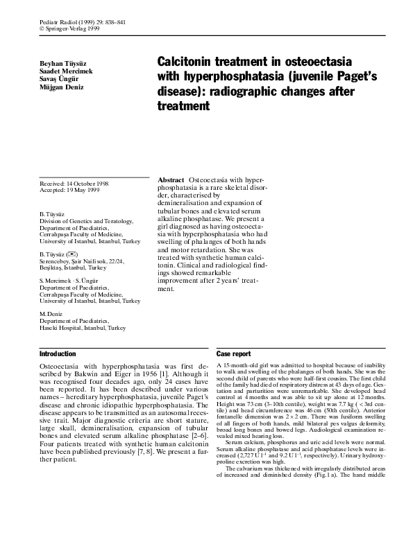 (PDF) Calcitonin treatment in osteoectasia with hyperphosphatasia