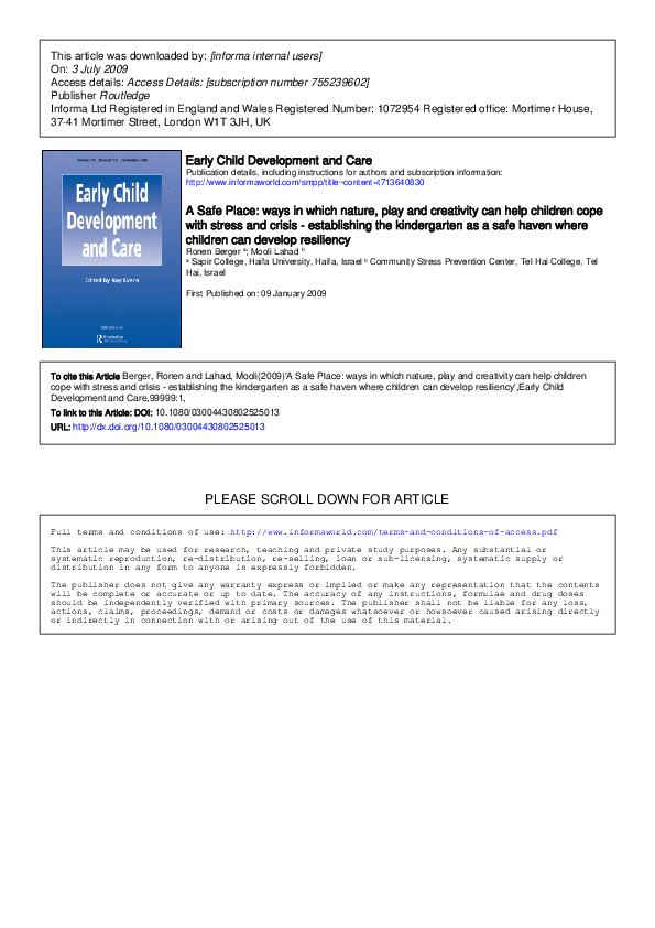 (PDF) PLEASE SCROLL DOWN FOR ARTICLE Early Child Development and Care