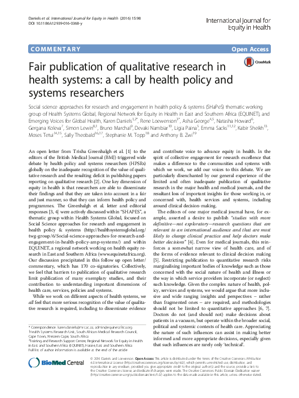 (PDF) Social science approaches for research and engagement in health ...