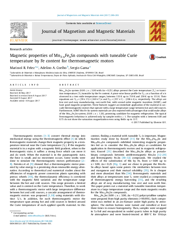 (PDF) properties of Mn 3x Fe x Sn compounds with tuneable