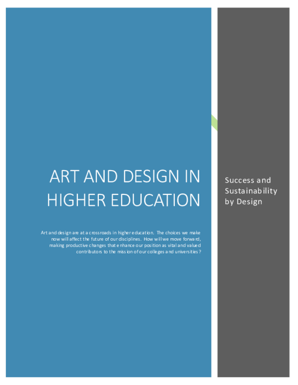 (PDF) ART AND DESIGN IN HIGHER EDUCATION SUCCESS AND SUSTAINABILITY BY DESIGN DRAFT