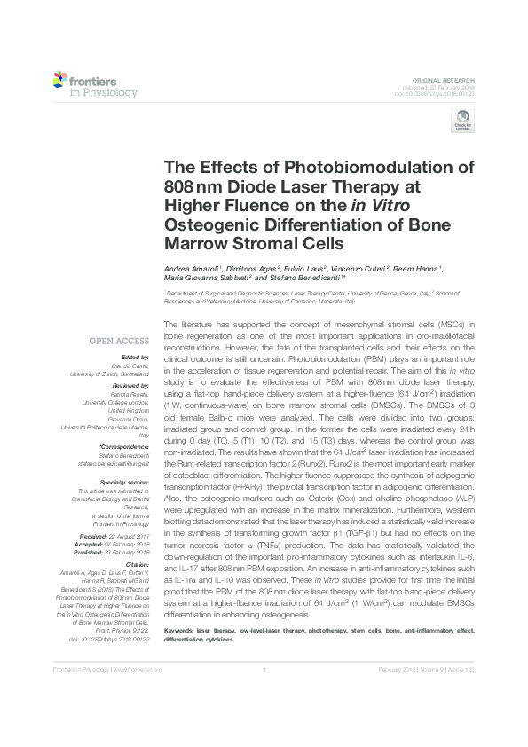 (PDF) The Effects of Photobiomodulation of 808 nm Diode Laser Therapy ...