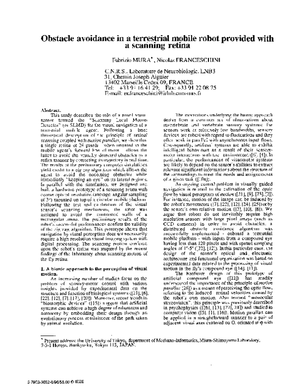 (PDF) Obstacle avoidance in a terrestrial mobile robot provided with a ...