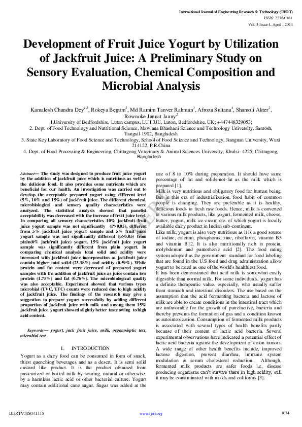 (PDF) Development of Fruit Juice Yogurt by Utilization of Jackfruit