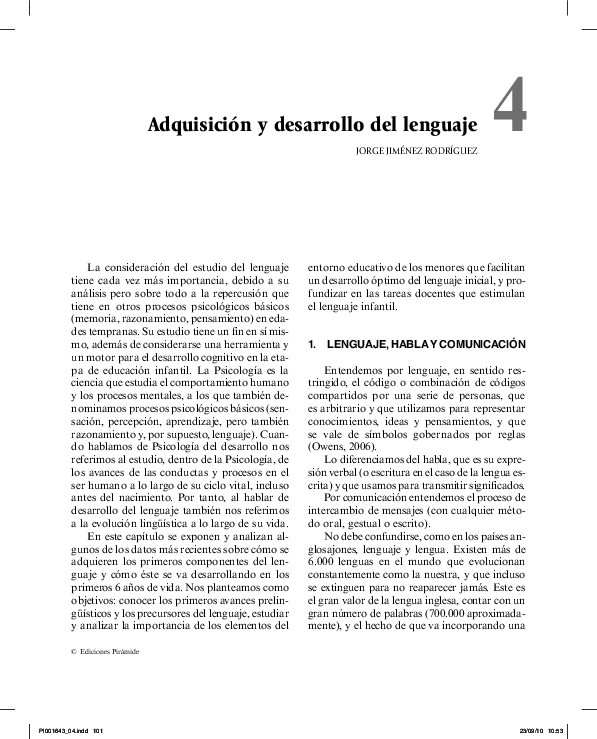 ADQUISICIÓN Y DESARROLLO DEL LENGUAJE
