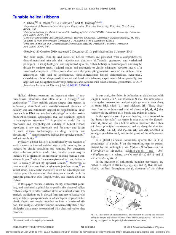 (PDF) Tunable Helical Ribbons