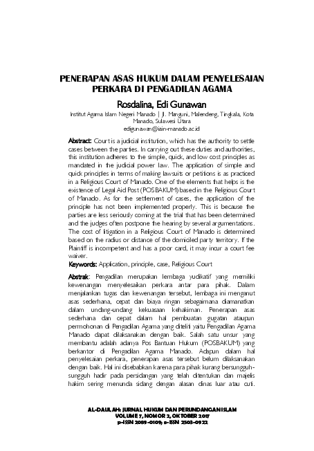 PENERAPAN ASAS HUKUM DALAM PENYELESAIAN