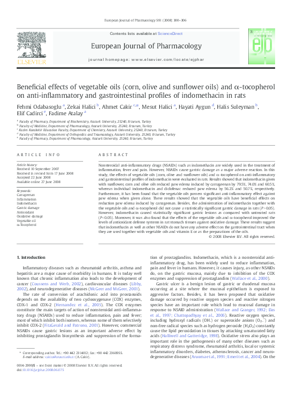 (PDF) Beneficial effects of vegetable oils (corn, olive and sunflower