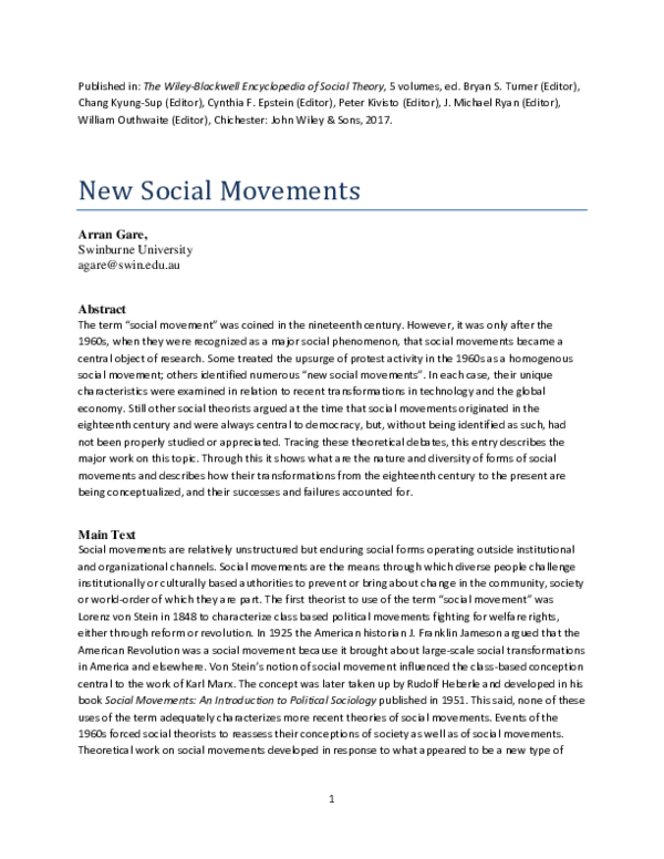 (PDF) New Social Movements Arran Gare Academia.edu