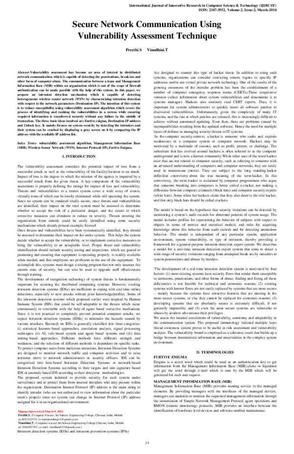 (PDF) Secure Network Communication Using Vulnerability Assessment Technique