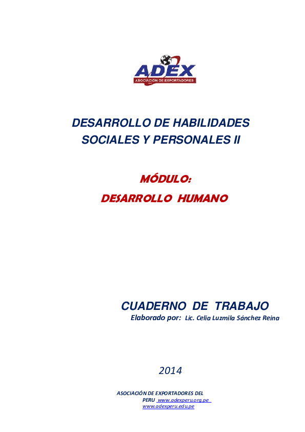 DESARROLLO DE HABILIDADES SOCIALES Y PERSONALES II MÓDULO: DESARROLLO HUMANO