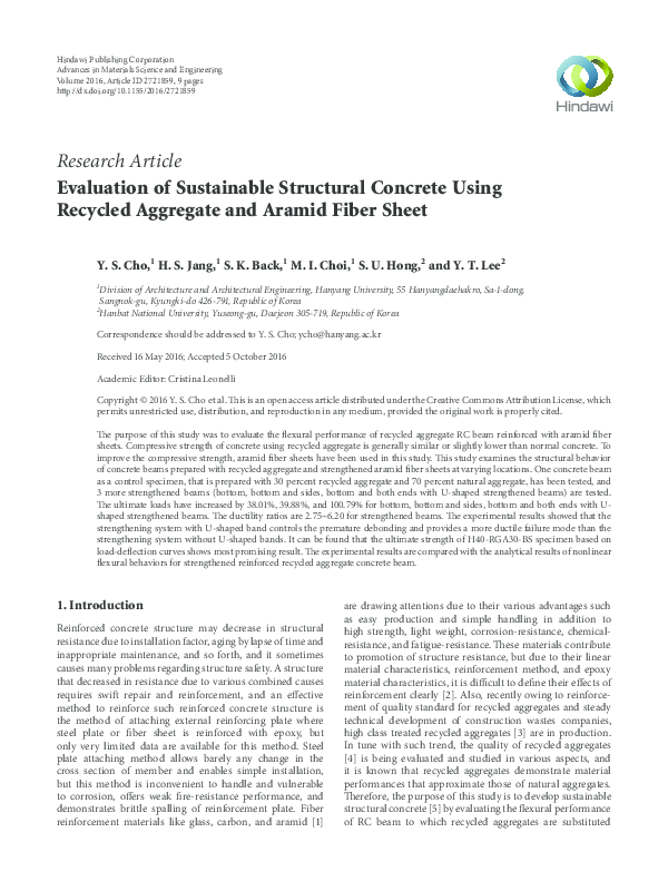 (PDF) Evaluation of Sustainable Structural Concrete Using Recycled ...