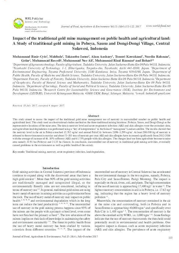 (PDF) Impact of the traditional gold mine management on public health ...