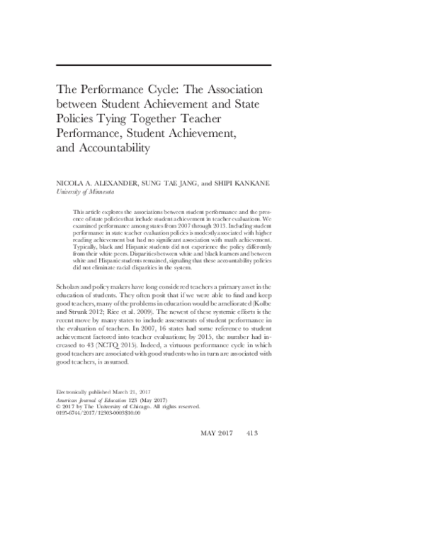 (PDF) The Performance Cycle: The Association between Student ...