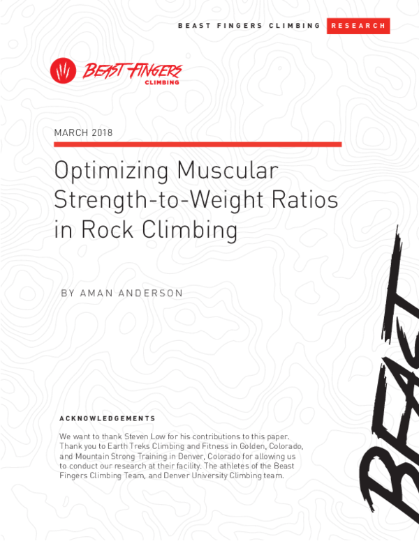 (PDF) Optimizing Muscular StrengthtoWeight Ratios in Rock Climbing Aman Anderson Academia.edu