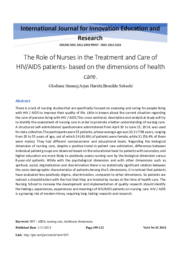 (PDF) The Role of Nurses in the Treatment and Care of HIV/AIDS patients ...