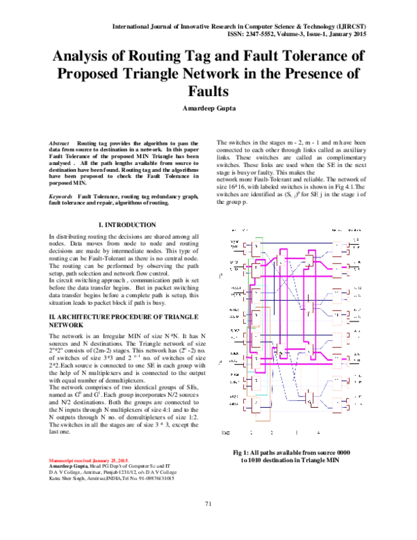 (PDF) Analysis of Routing Tag and Fault Tolerance of Proposed Triangle ...