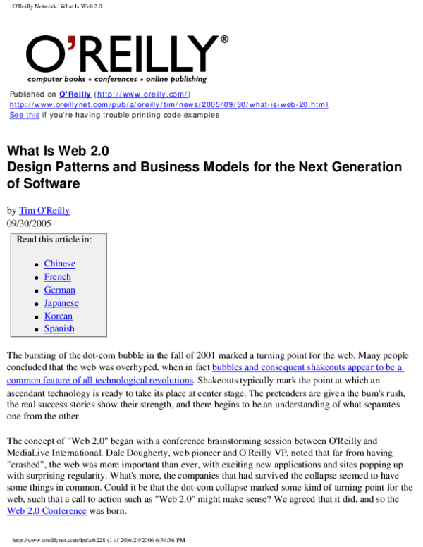 (PDF) What Is Web 2.0 What Is Web 2.0 Design Patterns and Business ...
