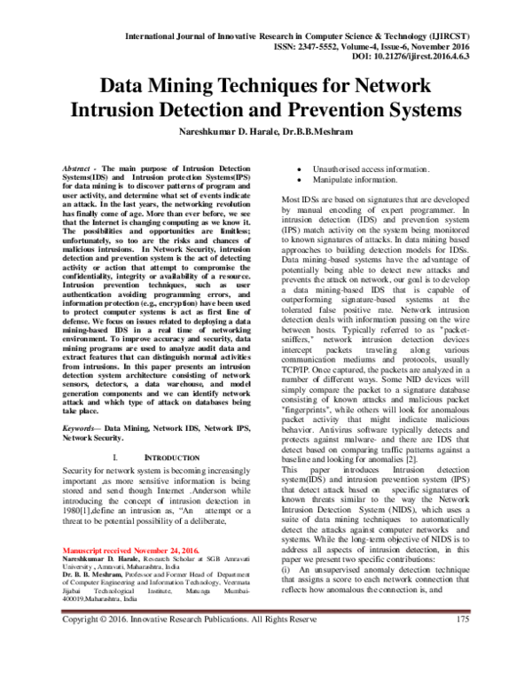 (PDF) Data Mining Techniques for Network Intrusion Detection and ...
