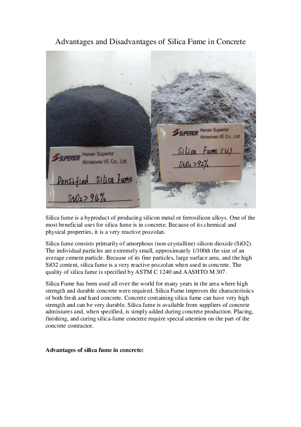 Pdf Advantages And Disadvantages Of Silica Fume In Concrete Kemira Gao Academia Edu