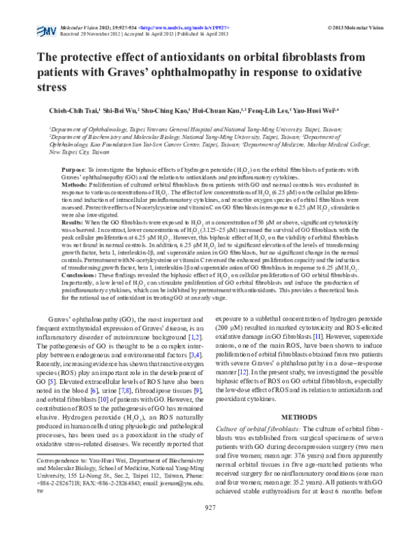 (PDF) The protective effect of antioxidants on orbital fibroblasts from ...