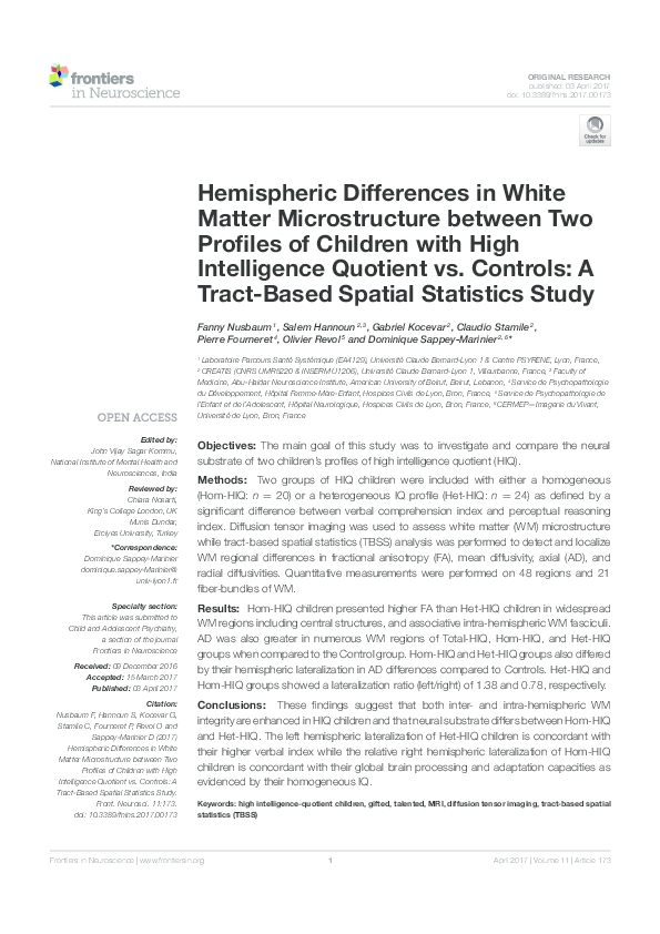 (PDF) Hemispheric Differences in White Matter Microstructure between ...