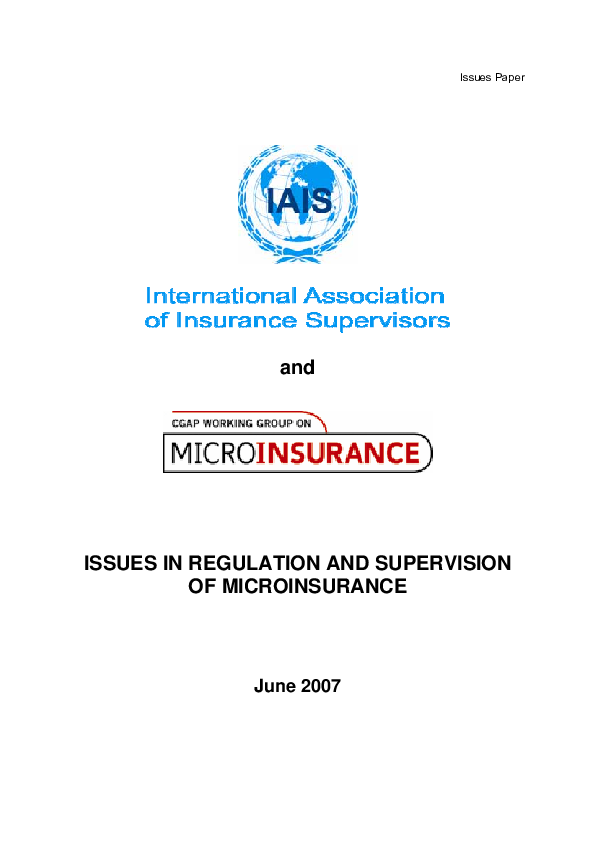 (PDF) IN REGULATION AND SUPERVISION OF MICROINSURANCE