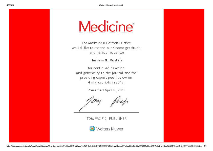 (PDF) Expert peer review at Medicine® Journal Hesham N. Mustafa