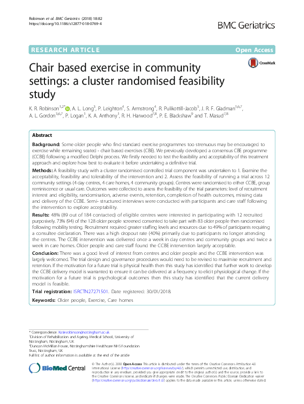 (PDF) Chair based exercise in community settings: a cluster randomised ...