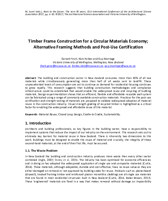 (PDF) Timber Frame Construction for a Circular Materials Economy