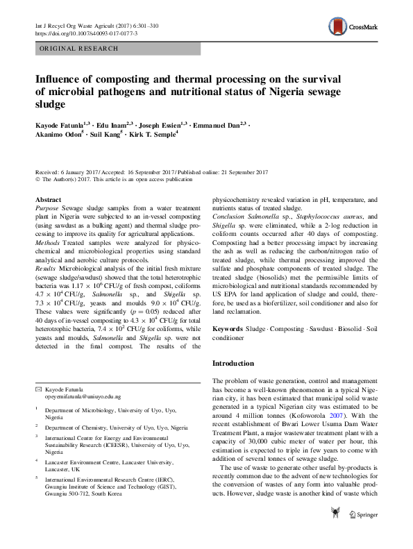 (PDF) Influence of composting and thermal processing on the survival of ...
