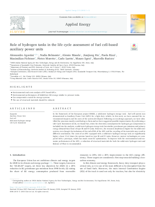 (PDF) Role of hydrogen tanks in the life cycle assessment of fuel cell