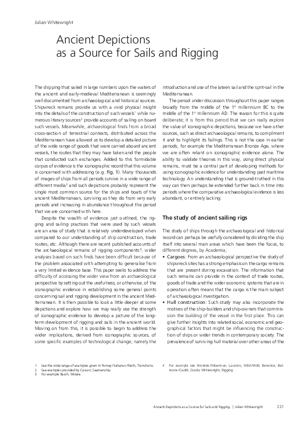 Ancient depictions as a source for sails and rigging