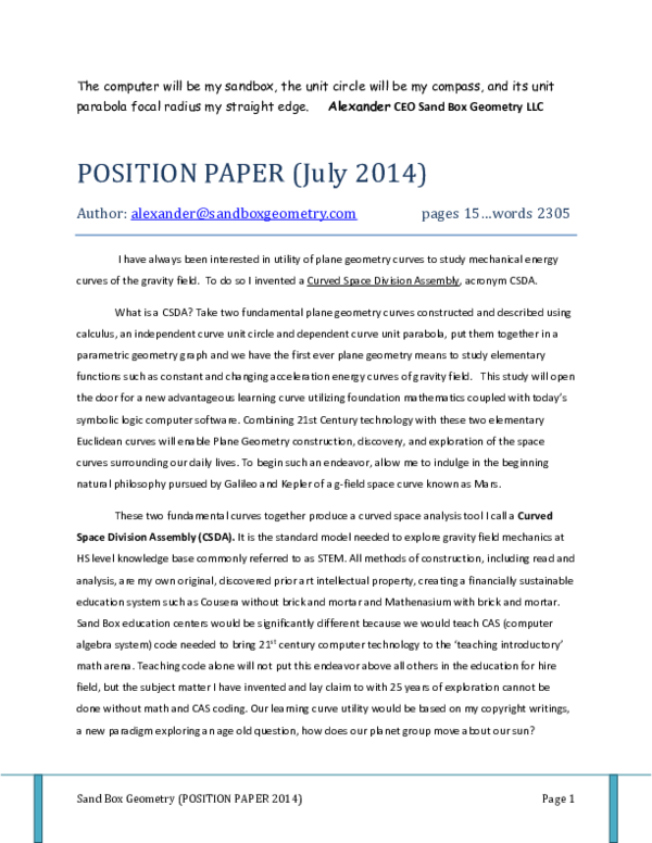 (DOC) Position paper