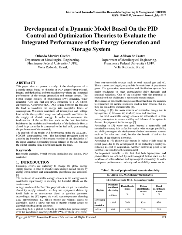 (PDF) Development of a Dynamic Model Based On the PID Control and ...