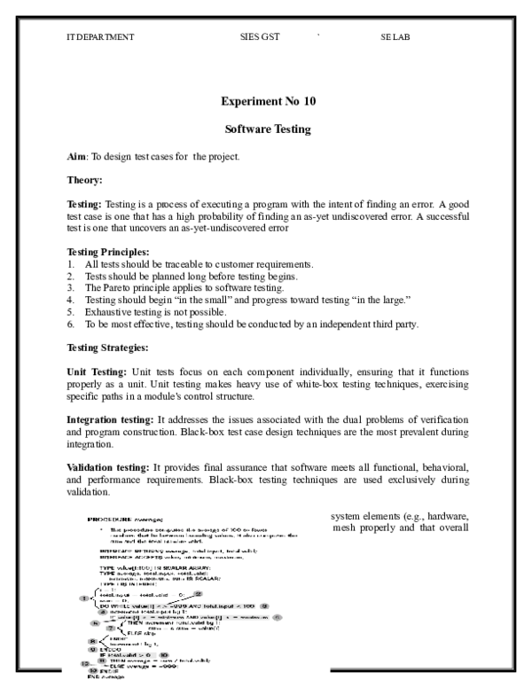 (DOC) Experiment No 10 Software Testing | ruchira patane - Academia.edu
