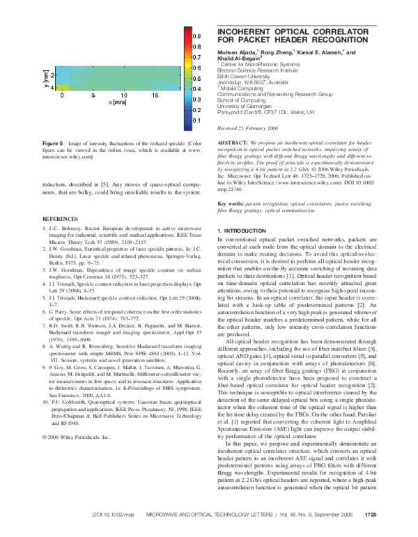 (PDF) Incoherent optical correlator for packet header recognition