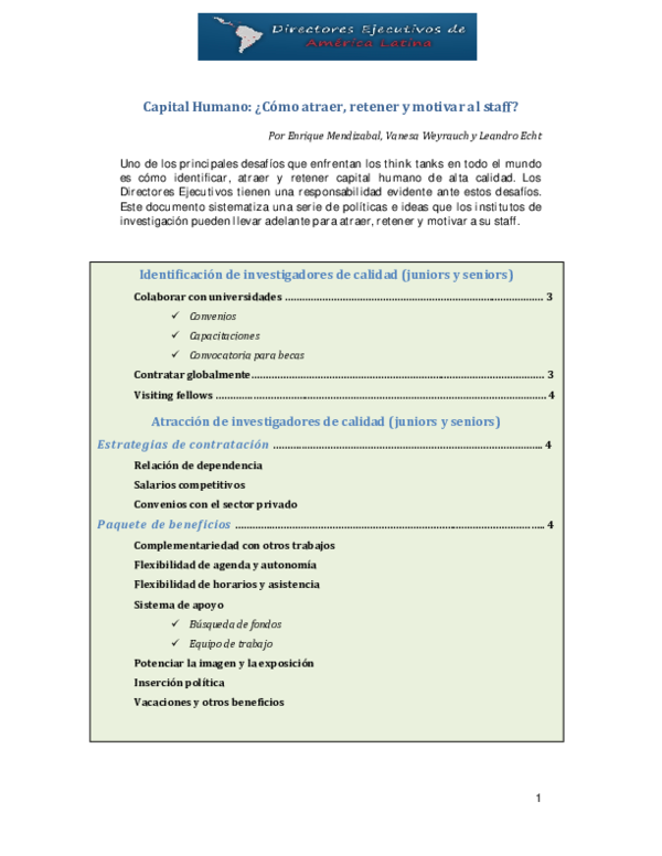 Pdf Capital Humano Cómo Atraer Retener Y Motivar Al Staff