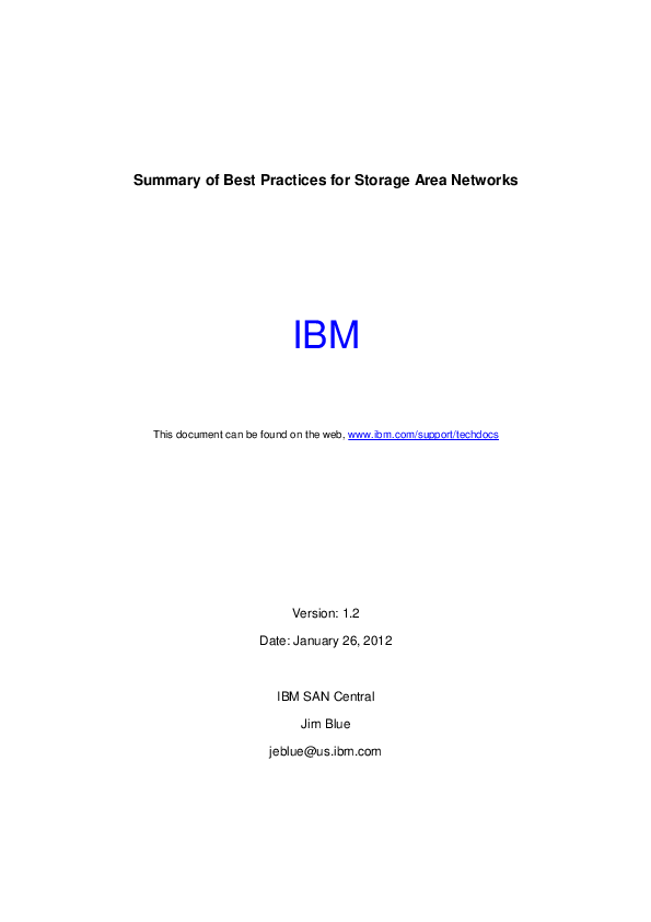 (PDF) Summary of Best Practices for Storage Area Networks Diego