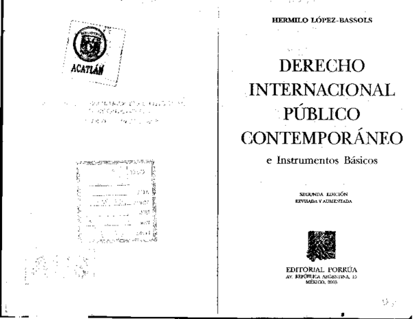 Hermilo Lopez Bassols Derecho Internacional Publico Libro Pdf