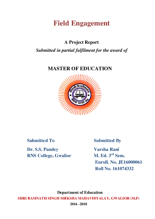 (PDF) Field Engagement Project report