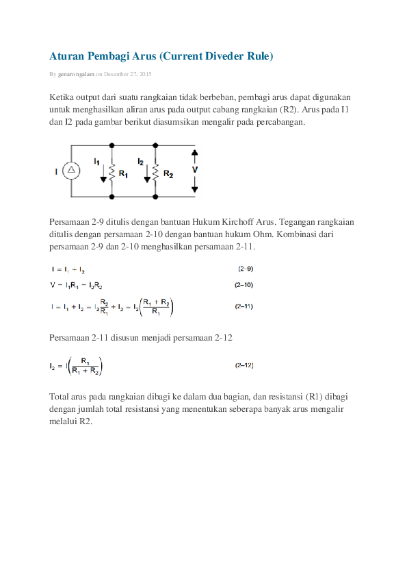 Doc Aturan Pembagi Arus Current Diveder Rule Martua Siahaan Academia Edu