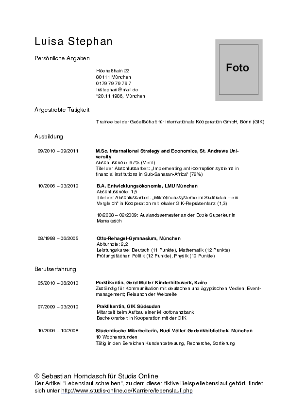Pdf Musterlebenslauf S M Schott Academia Edu