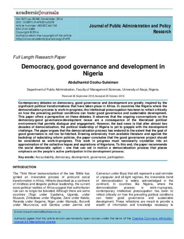 (PDF) Journal of Public Administration and Policy Research Democracy ...