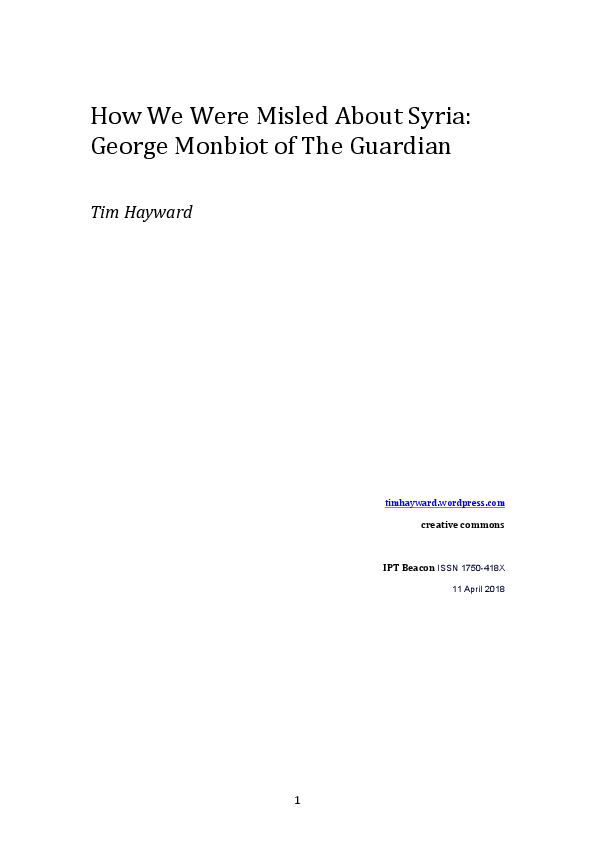 How We Were Misled About Syria: George Monbiot of The Guardian