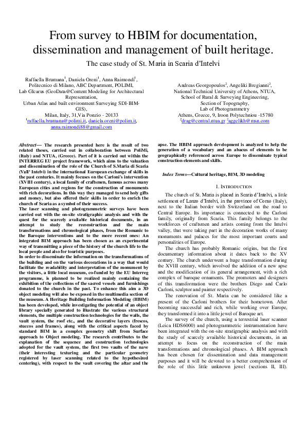 (PDF) From survey to HBIM for documentation, dissemination and ...