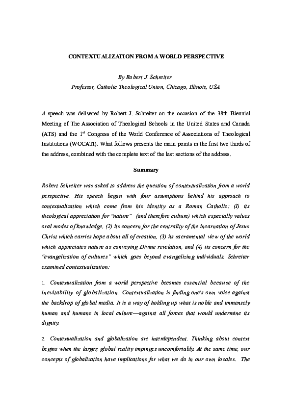 (DOC) CONTEXTUALIZATION FROM A WORLD PERSPECTIVE